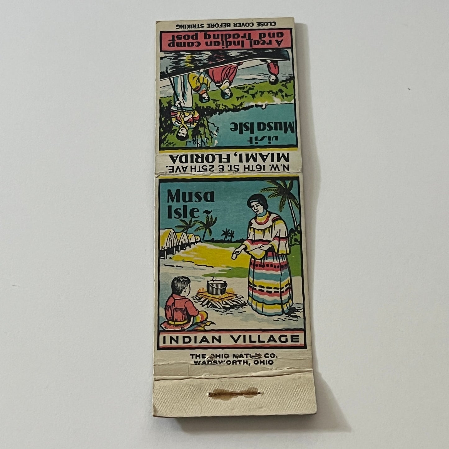 Musa Isle Indian Village Miami Florida Vintage Matchbook Cover TB6-MB2-5