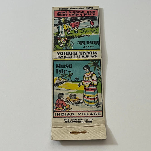 Musa Isle Indian Village Miami Florida Vintage Matchbook Cover TB6-MB2-5