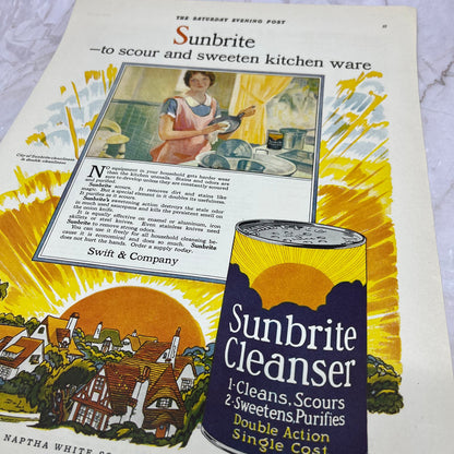 Sunbrite Cleanser Swift & Company 1928 Original Magazine Advertisement FL6-8