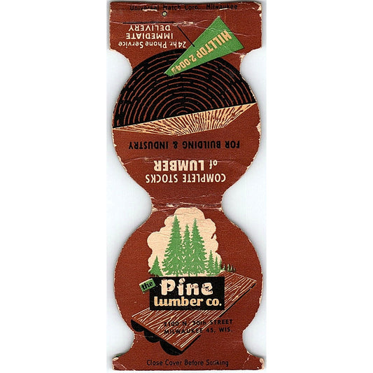 Pine Lumber Co Milwaukee WI Vintage Matchbook Cover TH2-Y4