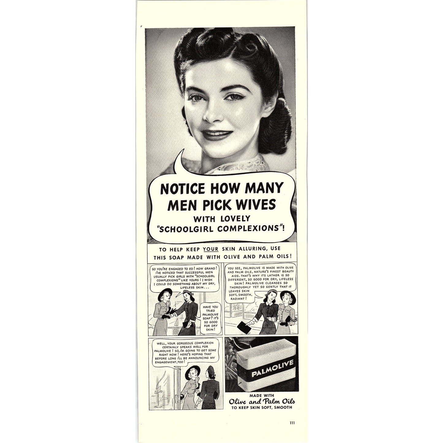 Palmolive Soap Comic Schoolgirl Complexions 1940 Ad V14-8