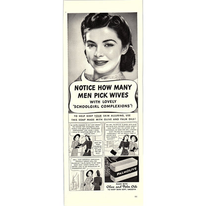 Palmolive Soap Comic Schoolgirl Complexions 1940 Ad V14-8