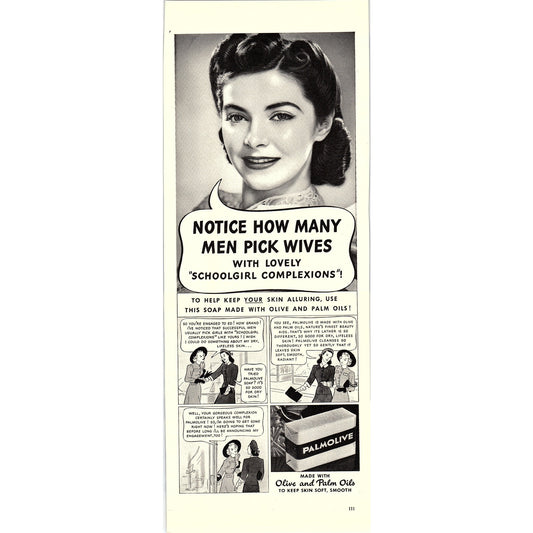 Palmolive Soap Comic Schoolgirl Complexions 1940 Ad V14-8