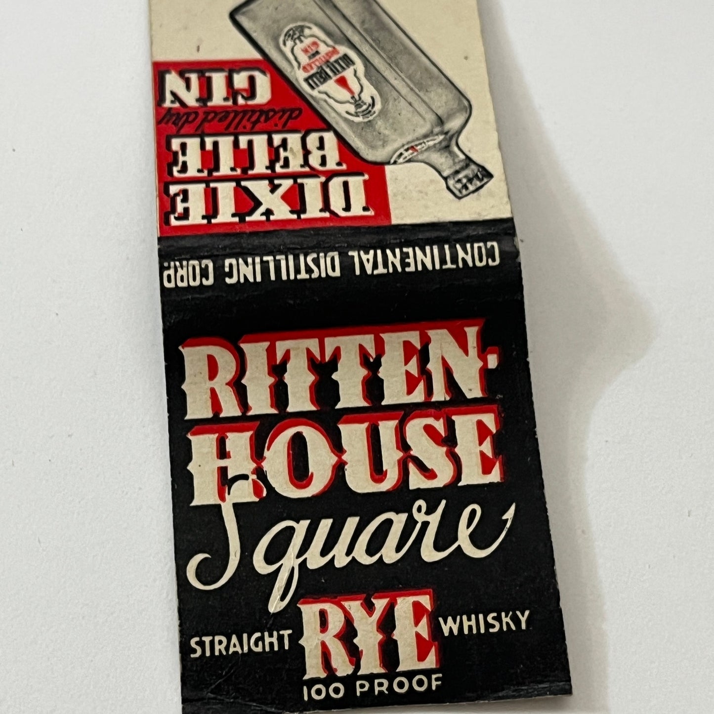 Rittenhouse Square Rye Whiskey Dixie Belle Gin Matchbook Cover TB6-MB1-13