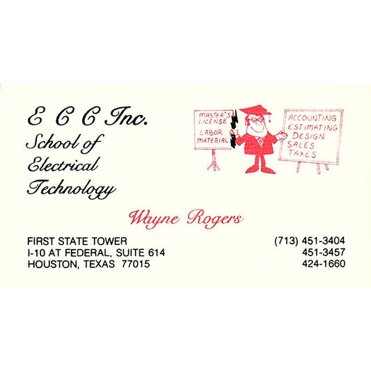 ECC school of electrical , Wayne Rogers, Houston TX , Business Card SF3-B8