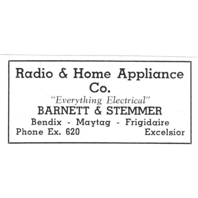 Radio & Home Appliance Barnett & Stemmer Excelsior MN 1940 Magazine Ad AF1-SS5