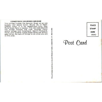 Comstock Bridge Salmon River Connecticut Covered Bridge Postcard PB13