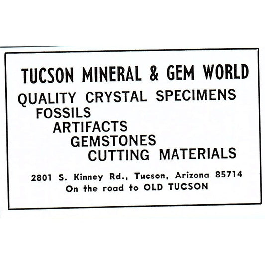 Tucson Mineral & Gem World Tucson Arizona 1972 Ad AF8-M3