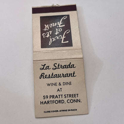 La Strada Restaurant Hartford CT Vintage Matchbook Cover TB8-MB-12