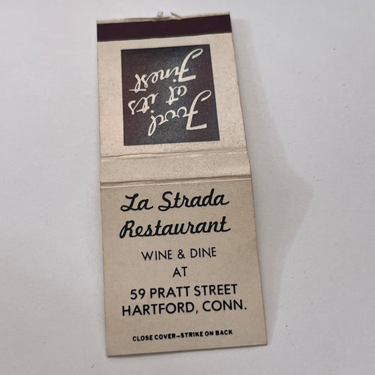 La Strada Restaurant Hartford CT Vintage Matchbook Cover TB8-MB-12