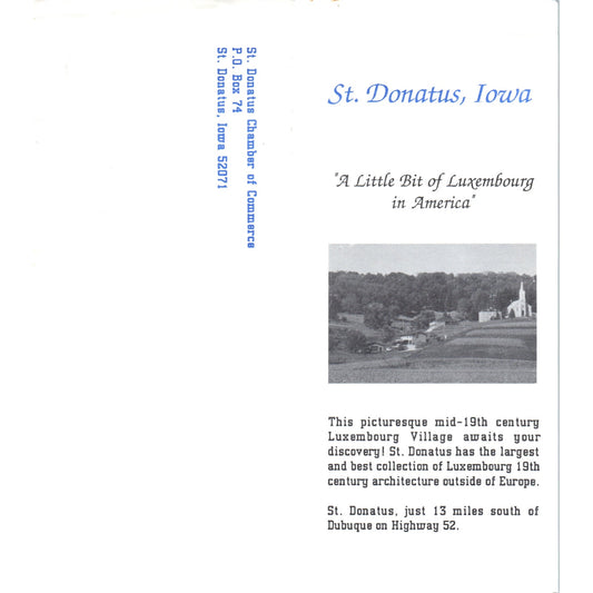 Vintage St. Donatus Iowa Luxembourg in America Travel Brochure TF4-B2