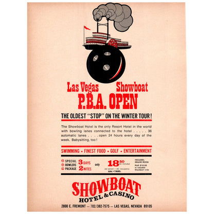 Las Vegas Showboat PBA Open 1969 Bowling Program Ad D25