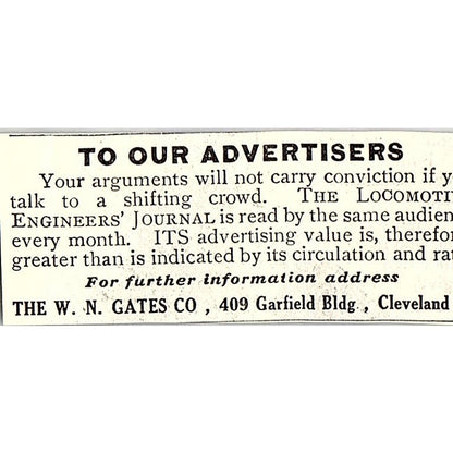 Engineers Journal W.N. Gates Co Cleveland OH 1914 Original Ad AF3-Q4