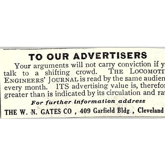 Engineers Journal W.N. Gates Co Cleveland OH 1914 Original Ad AF3-Q4