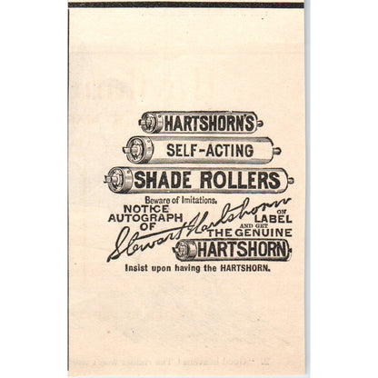 Stewart Hartshorn Self-Acting Shade Rollers 1892 Magazine Ad AB6-3