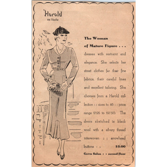 Harold the Woman of Mature Figure 5x8 1935 Minneapolis Journal Advertisement D10