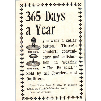 Enos Richardson & Co Collar Buttons NY c1905 Original Advertisement AE7-A3