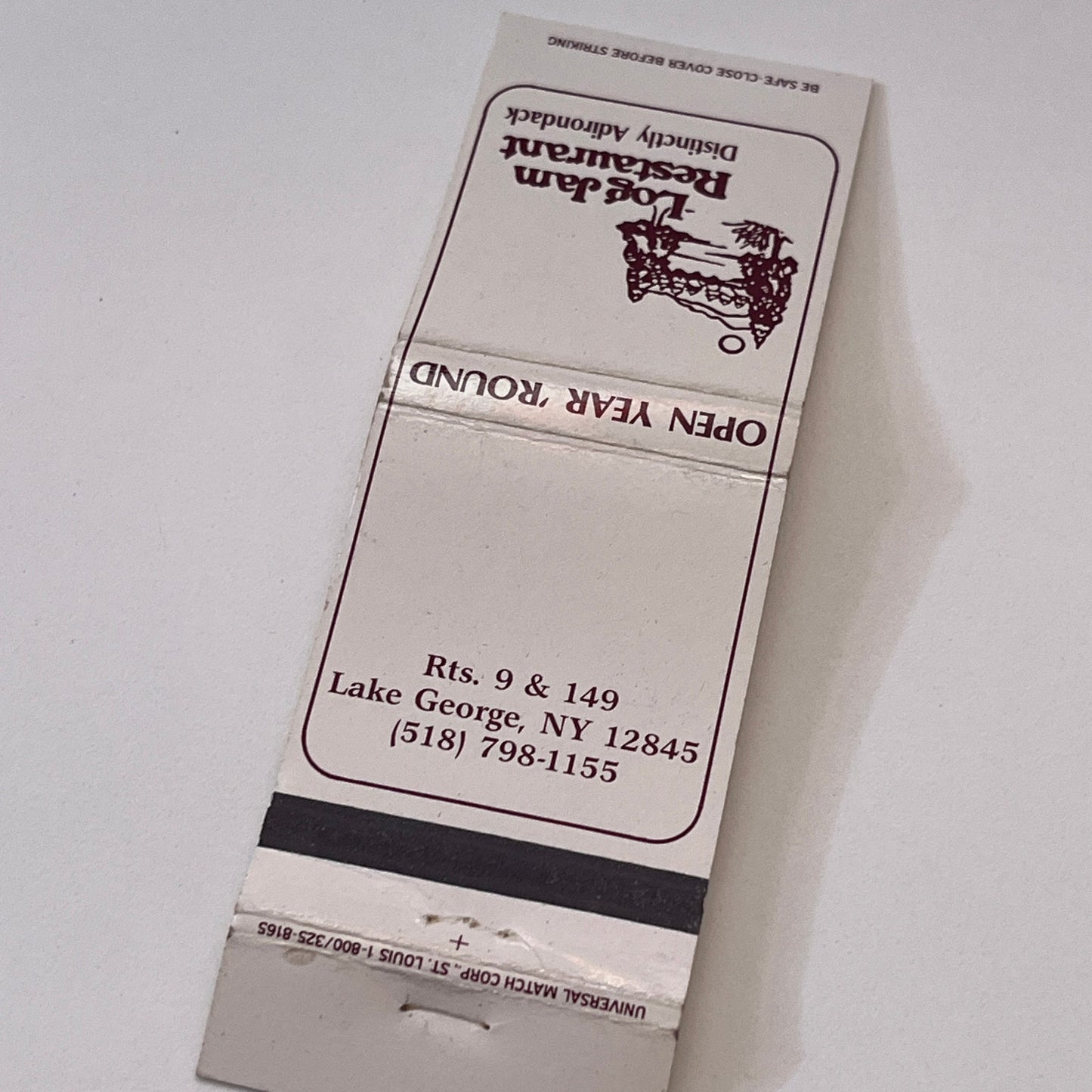 Log Jam Restaurant Lake George NY Vintage Matchbook Cover TB6-MB1-11