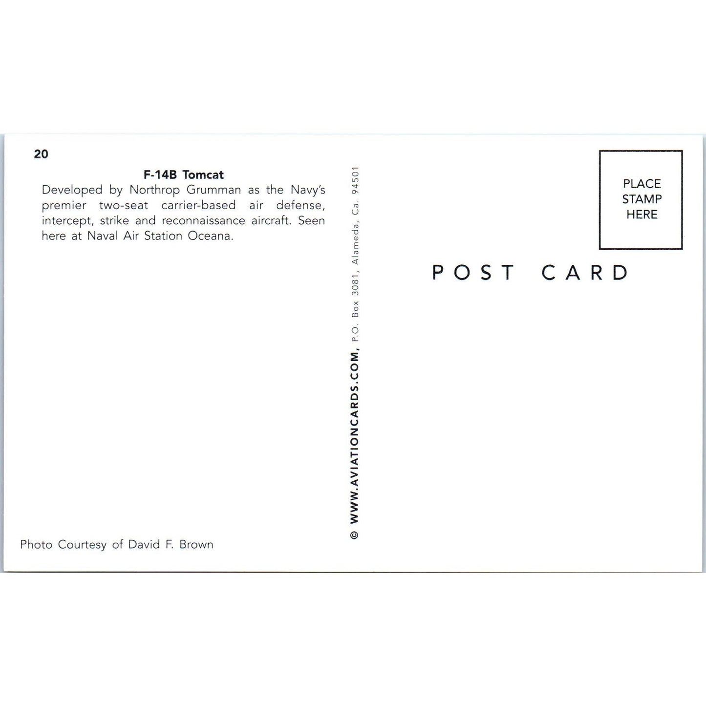 F-14B Tomcat Navy Air Defense Vintage Postcard PC19