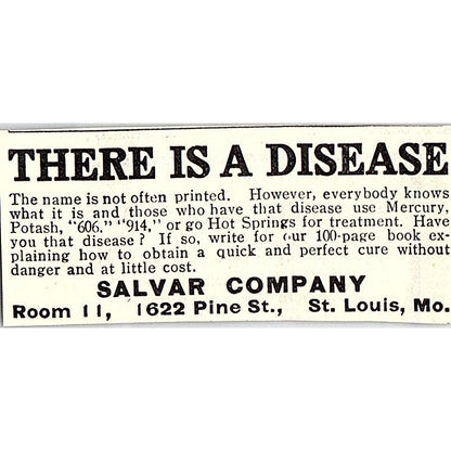 Salvar Company Disease Treatment St. Louis MO 1914 Original Ad AF3-Q4