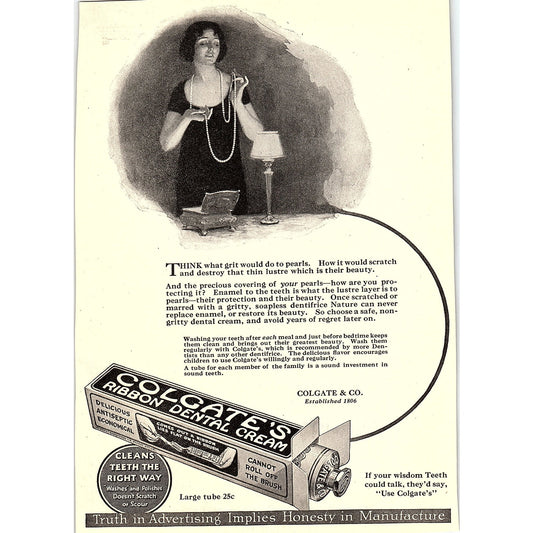 Colgate's Ribbon Dental Cream Colgate & Co c1920 Ad AF8-9