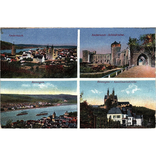 Andernach Schlossruine Remagen Apollinaris Kirche German Antique Postcard PE9