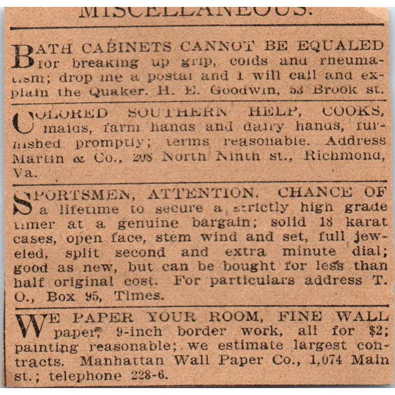 Habenstein's Old Fashioned Caramels Hartford 1901 Newspaper Ad AD8-HS7
