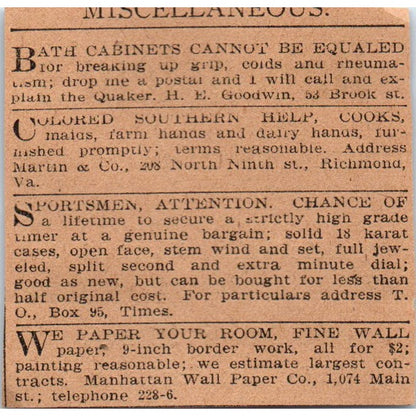 Habenstein's Old Fashioned Caramels Hartford 1901 Newspaper Ad AD8-HS7