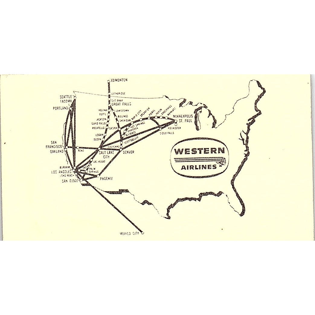 Western Airlines Fern E Edstrom Seattle WA Vintage Business Card SE3-B16