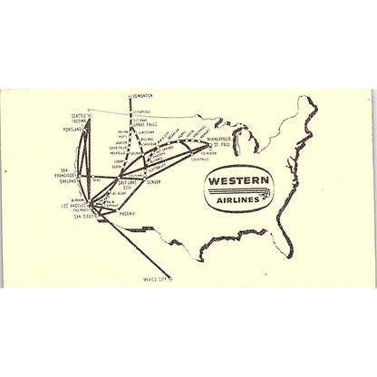 Western Airlines Fern E Edstrom Seattle WA Vintage Business Card SE3-B16