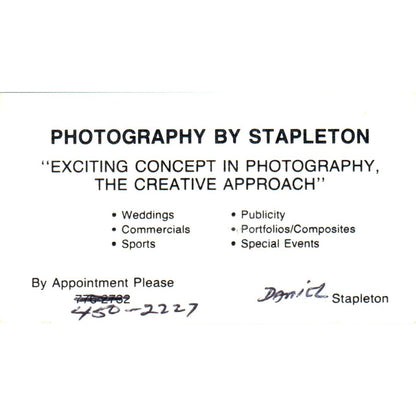 Photography by Stapleton Danica Stapleton Vintage Business Card SD8-B17