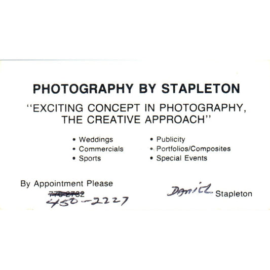 Photography by Stapleton Danica Stapleton Vintage Business Card SD8-B17