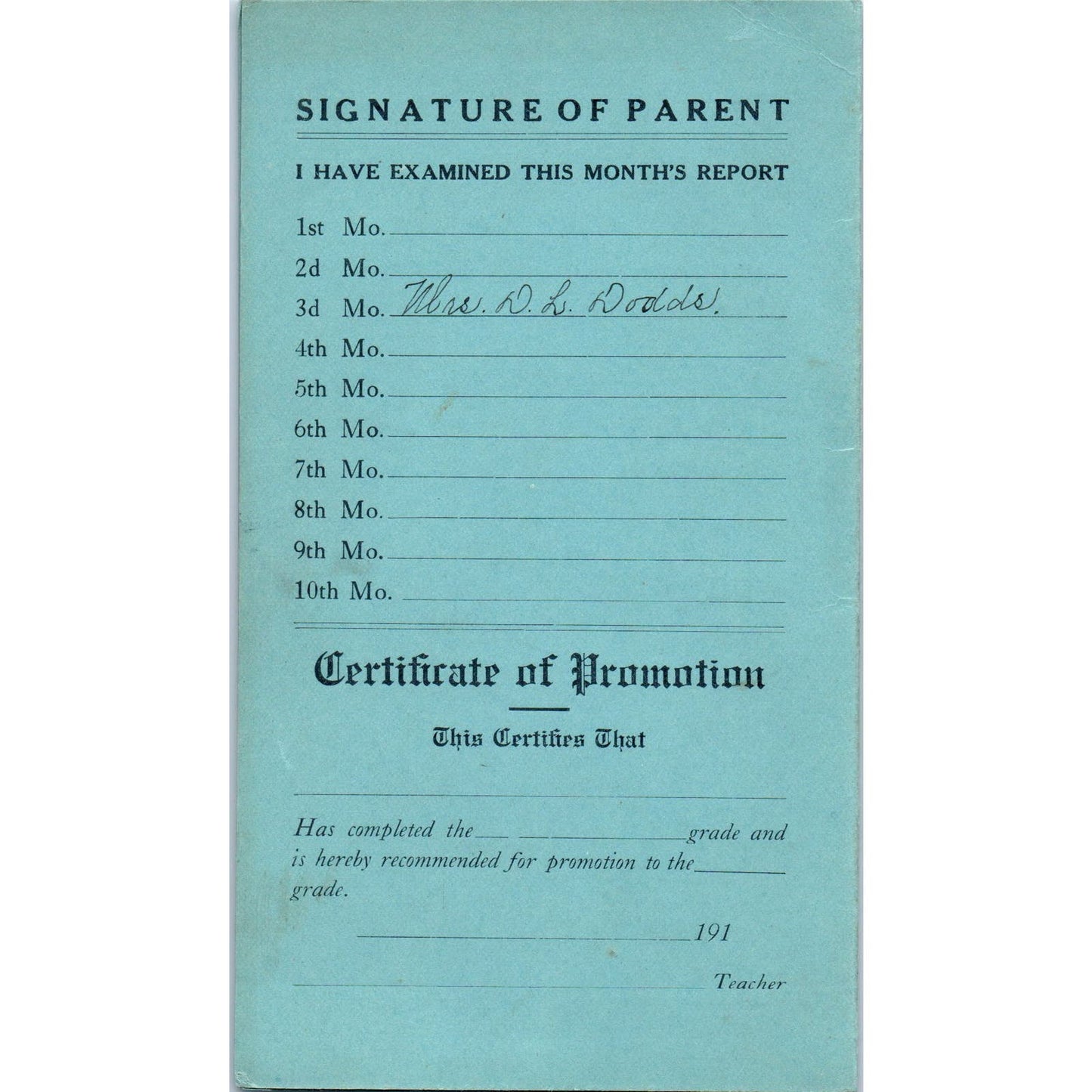 1912 Gladwin County Michigan School Dist No. 4 Report Card Graham Dodds AE6