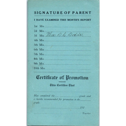 1912 Gladwin County Michigan School Dist No. 4 Report Card Graham Dodds AE6