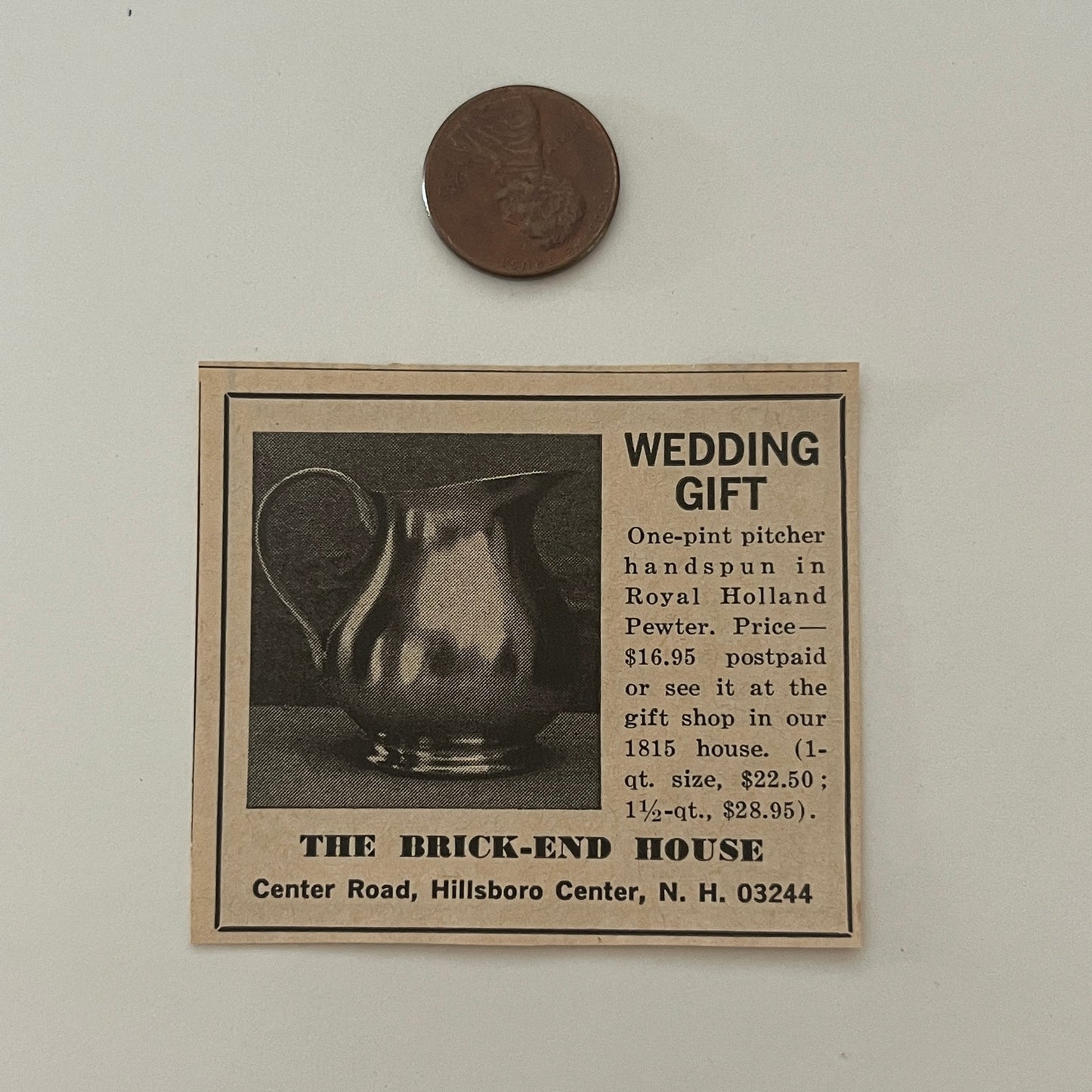 The Brick-End House Wedding Gift Hillsboro Center NH 1971 Magazine Ad SAG4-S14