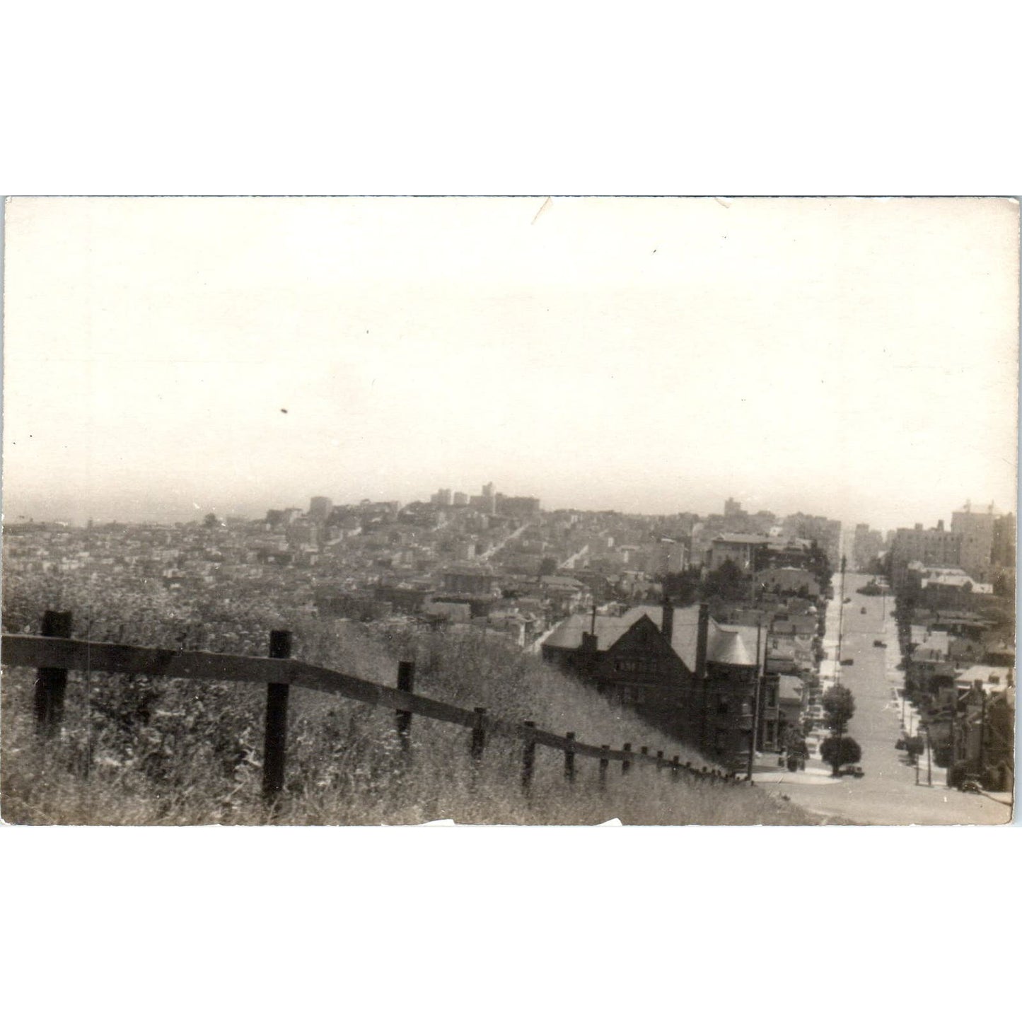 Looking Down a Hill in San Francisco CA Vintage RPPC Real Photo Postcard AB9
