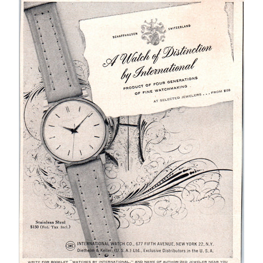 Schaffhausen Switzerland Wristwatches 1951 Magazine Ad AF1-MF1