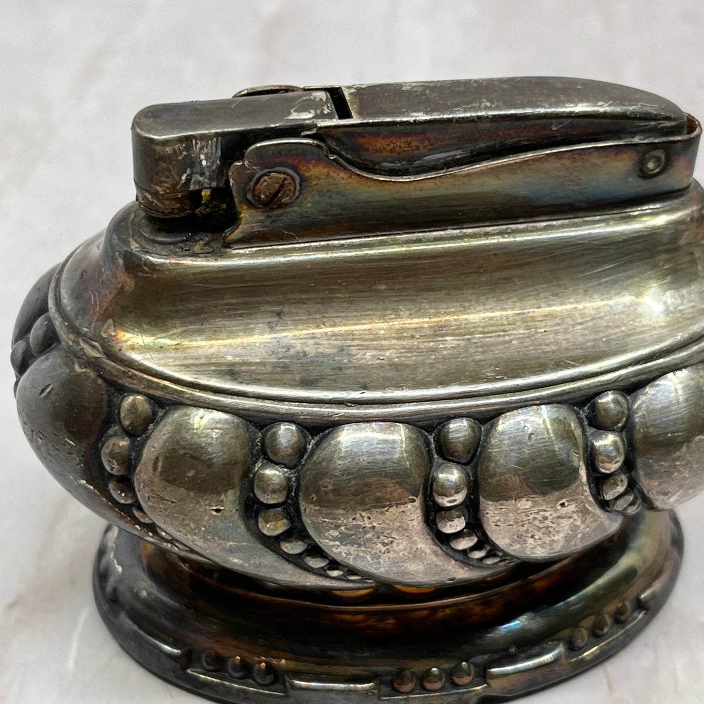 Vintage Art Deco Ronson Crown Silver Plate Table Lighter TL26