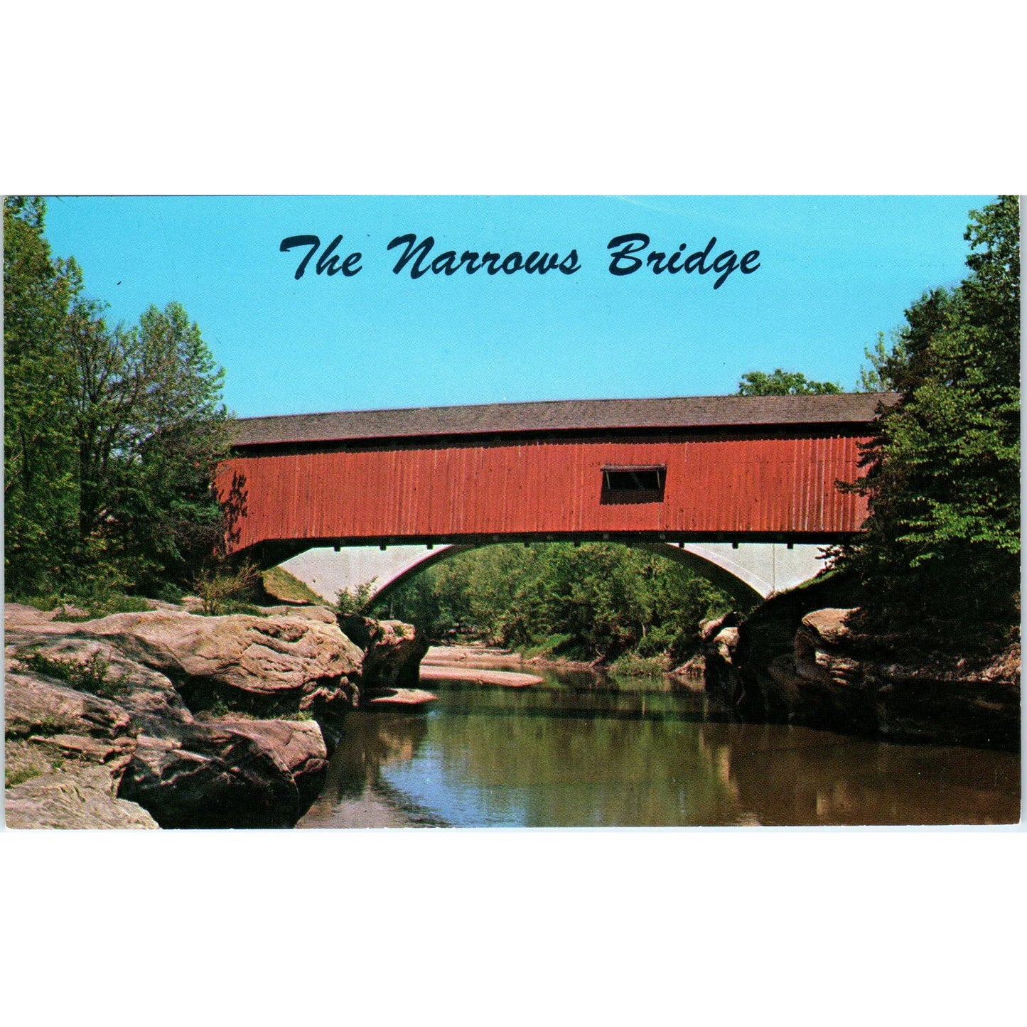 Narrows Bridge Sugar Creek Indiana Vintage Covered Bridge Postcard PD1