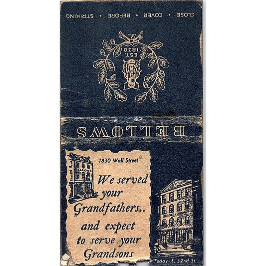 Bellows Importers of Fine Wines & Spirits Vintage Matchbook Cover SC7-Y3