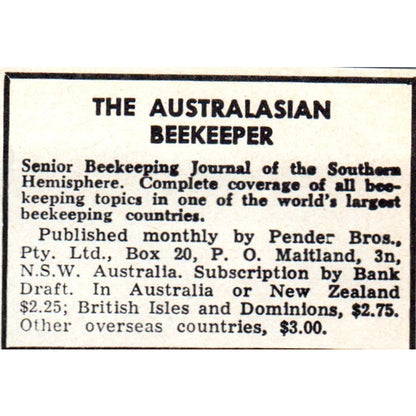 The Australasian Beekeeper Magazine 1964 Magazine Ad AB6-S14