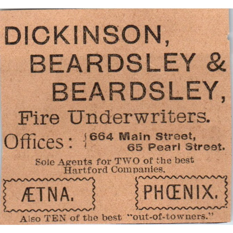 Dickinson, Beardsley & Beardsley Fire Underwriters Hartford 1901 Ad AD8-HS7