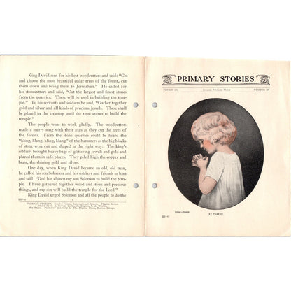 1928 Primary Stories Children's Bible Study King David Gives Up His Way AE9-X3