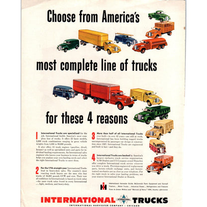 International Harvester Trucks 8x11 Vintage Magazine Advertisement Co D9