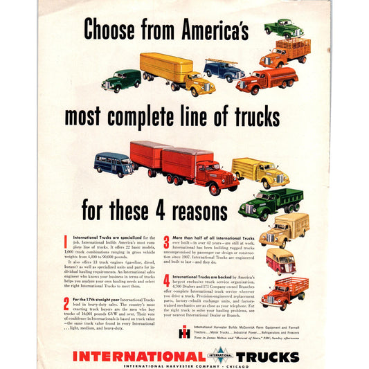 International Harvester Trucks 8x11 Vintage Magazine Advertisement Co D9
