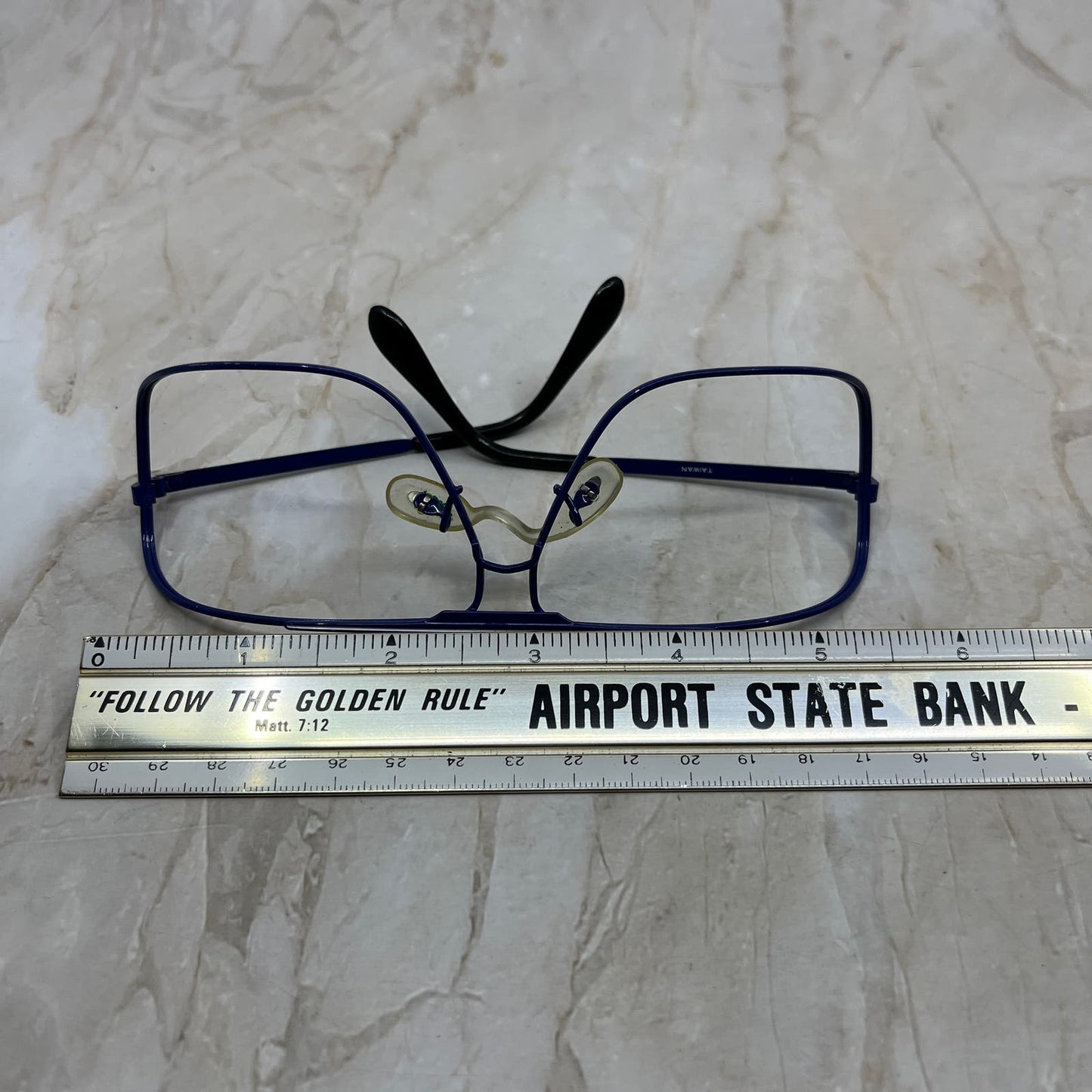 Vintage Aviator Blue Metal Wraparound Sunglasses Eyeglasses Frames TD5G1-10