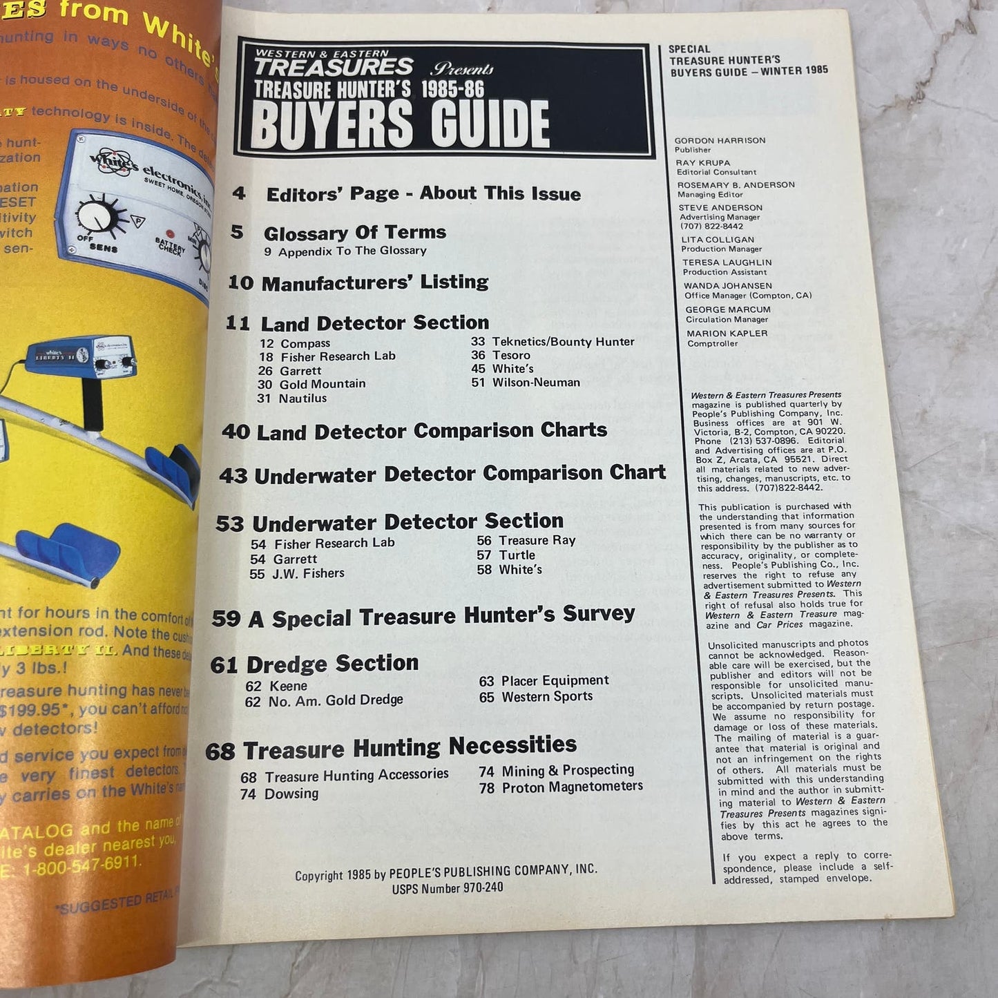 1985-86 Western & Eastern Treasures - Treasure Hunters Buyers Guide M20