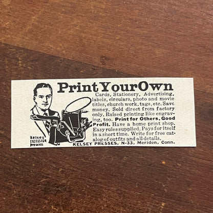 Kelsey Excelsior Press Meriden CT Home Printing 1955 Ad AF9-S2