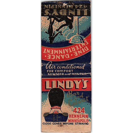 Lindy's Bar & Cabaret 424 Hennepin Minneapolis MN Vintage Matchbook Cover SC7-Y4