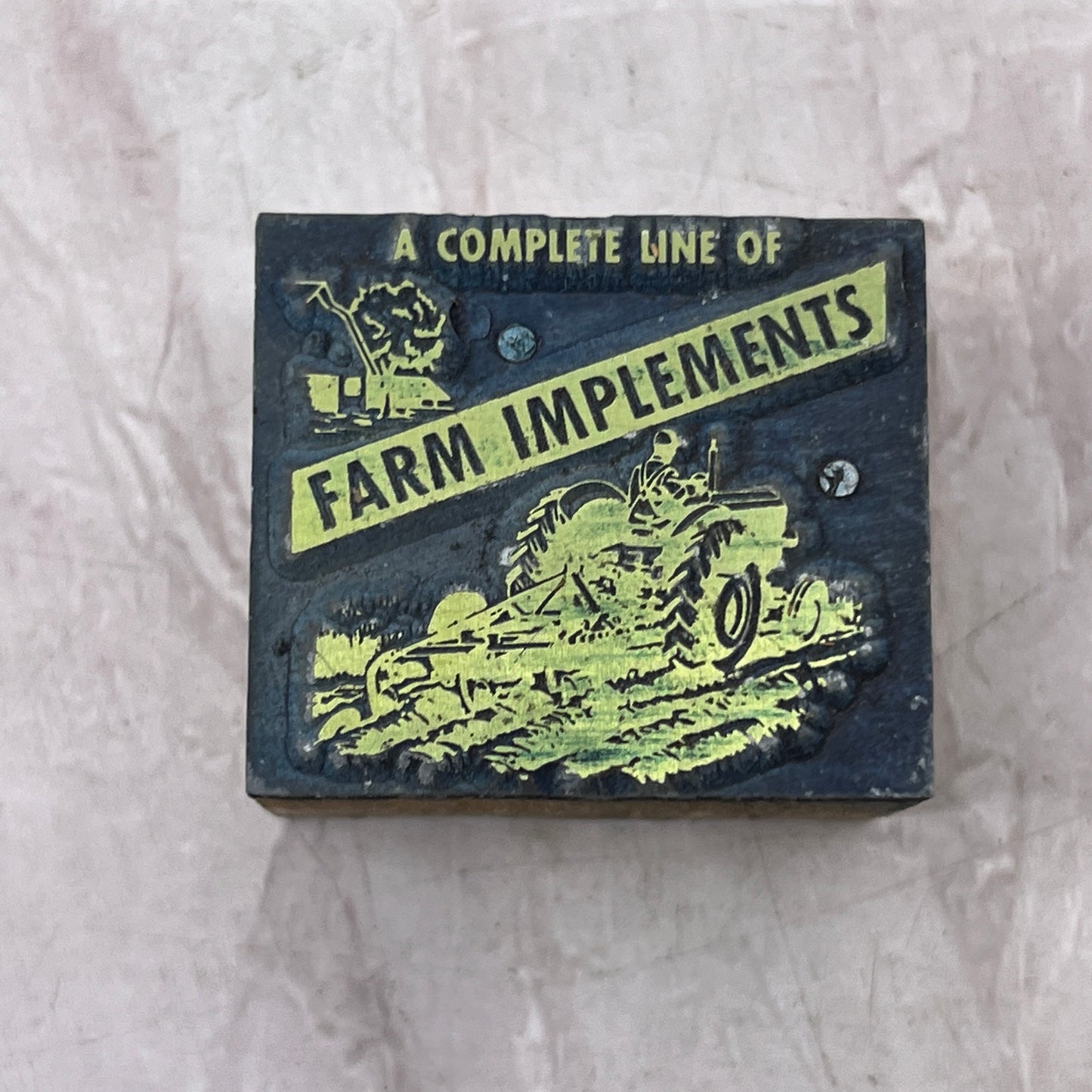 Retro A Complete Line of Farm Instruments Letterpress Printers Block Plate SF5